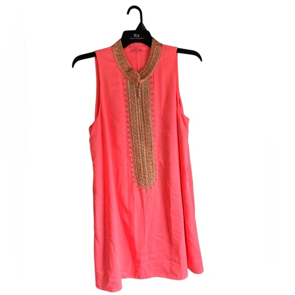 Lilly Pulitzer Coral Dress with Gold Embroidery - Picture 1 of 9